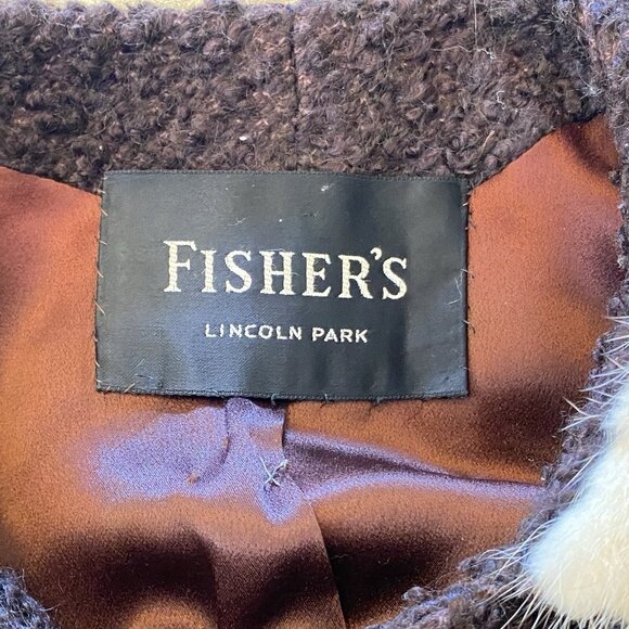 Fisher's Lincoln Park Coat Brown Sz M/L Fur Collar 3/4 Sleeves Union Outlander - Picture 2 of 15